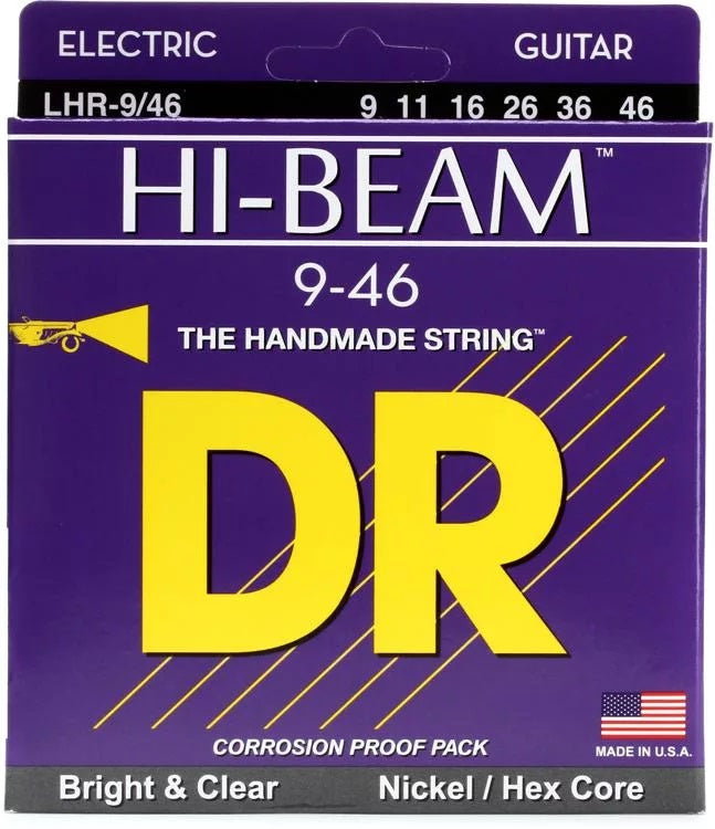 Cuerdas Eléctricas Niqueladas DR Strings LHR-9 Hi-Beam - 9-46 Ligera Pesada
