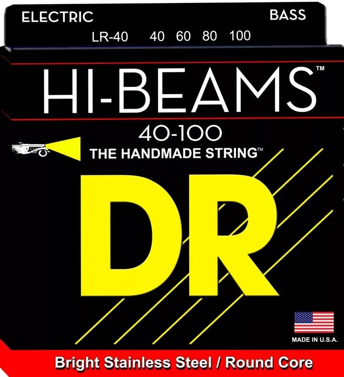 Cuerdas de Bajo de Acero Inoxidable Ligero DR Strings LR-40 Hi-Beam