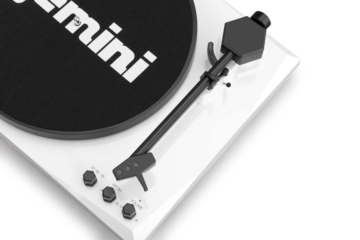 Gemini TT-900 Vinyl Record Player Turntable - Black & White