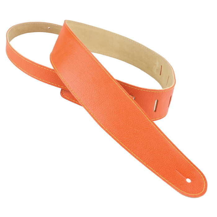 Henry Heller 2.5" Wide & 53" Max Length Capri Leather Guitar Strap - Orange