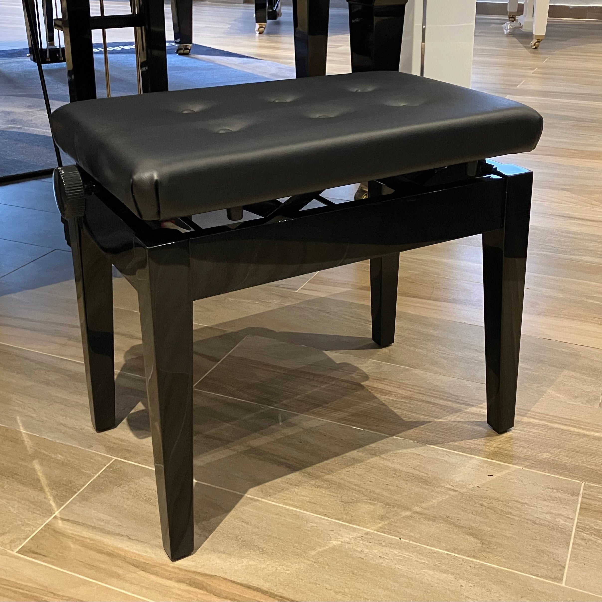 Pearl River Adjustable & Cushioned Piano Bench - Polished Ebony