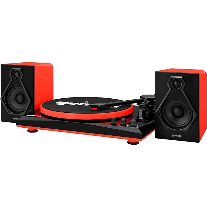 Gemini TT-900BR Vinyl Record Player Turntable With Bluetooth and Dual Stereo Speakers Black/Red