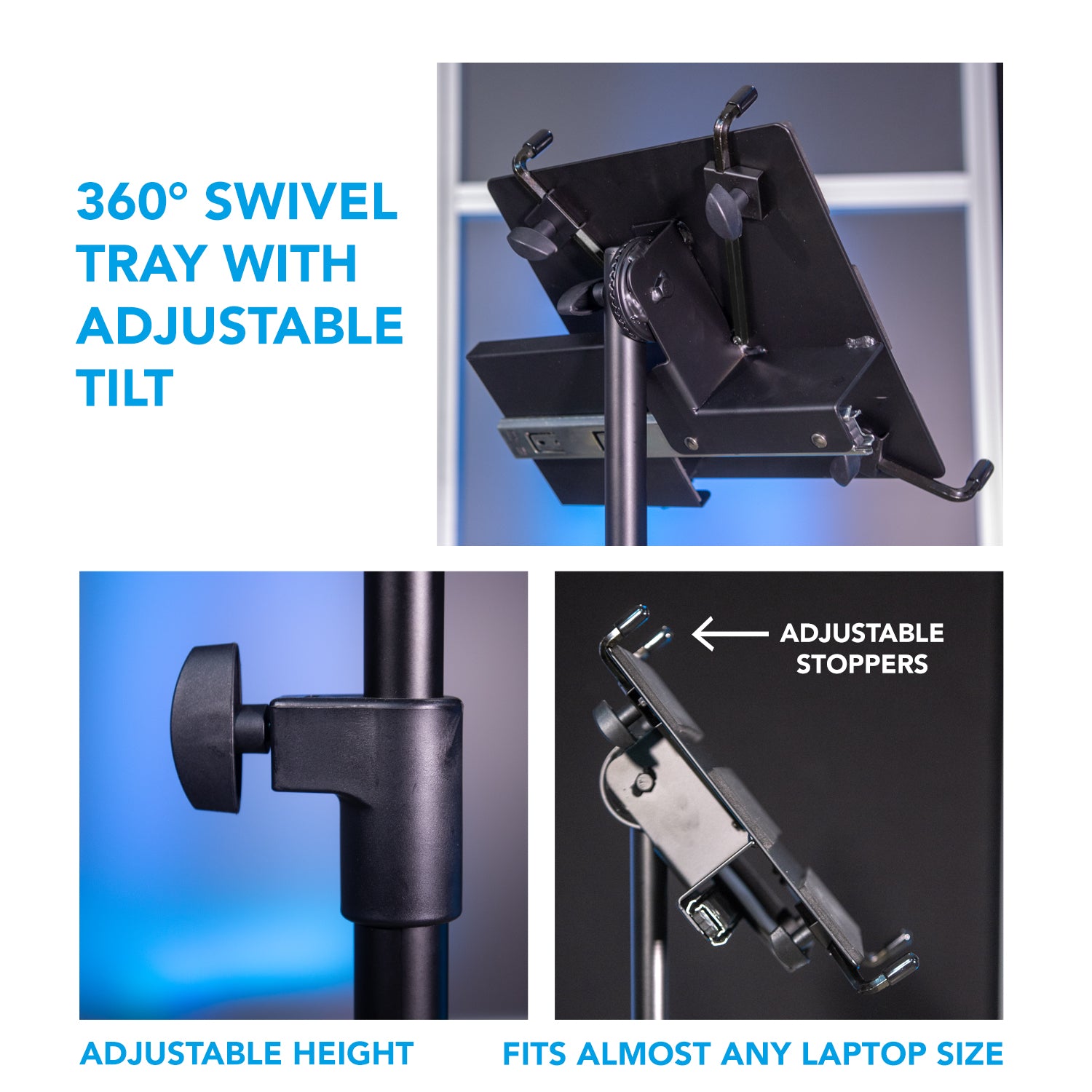 Quik-Lok LPH-003 Tripod Laptop Holder With Mouse Tray
