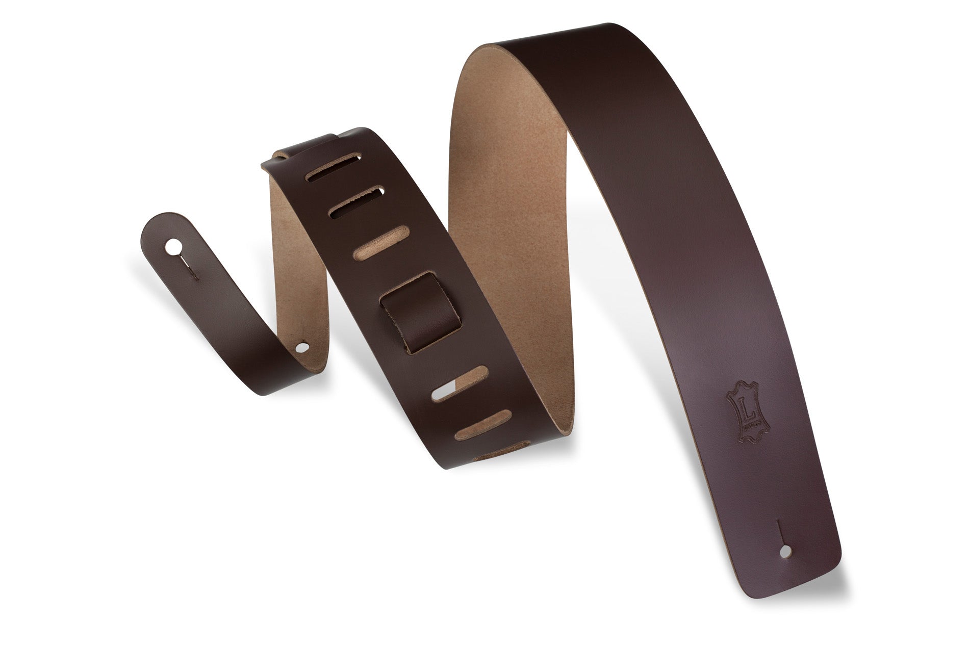 Levy’s 2 1/2″ Wide Dark Brown Genuine Leather Guitar Strap
