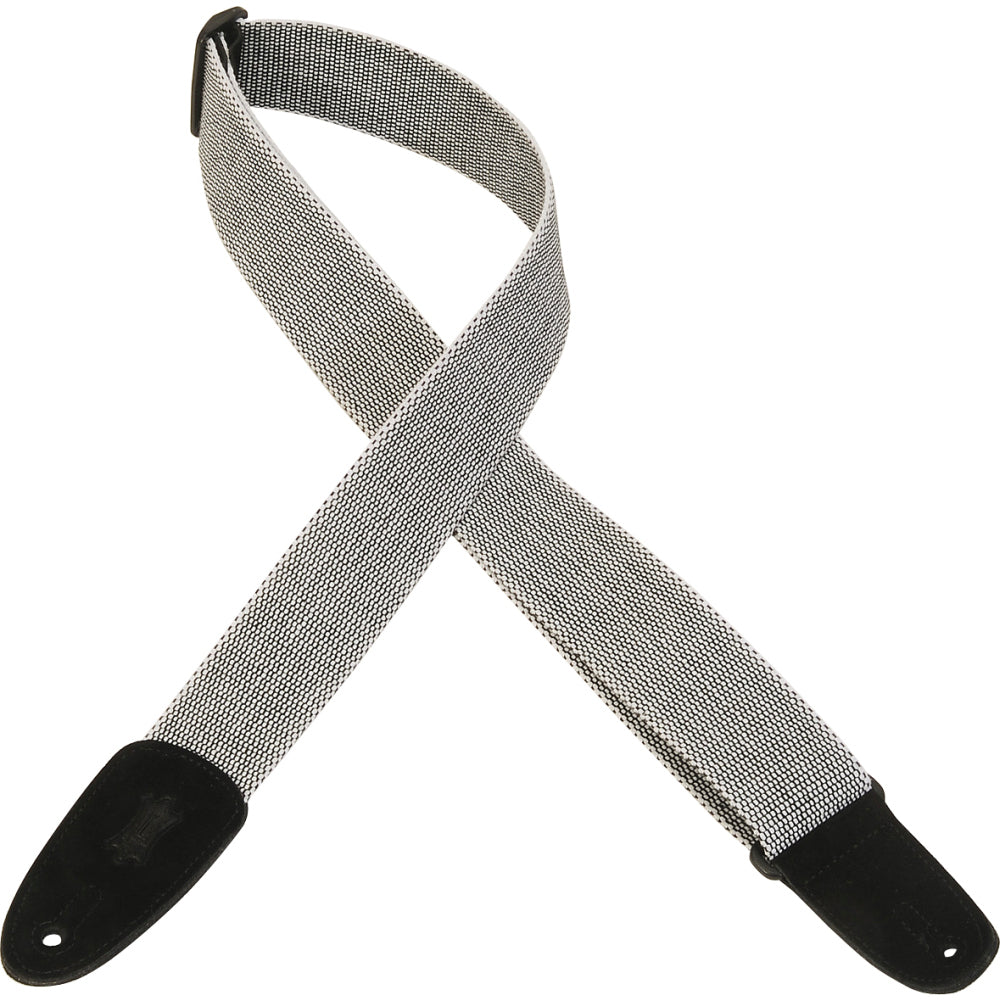 Levy's 2 " Adjustable Length Tweed Guitar Strap Suede Leather Ends White