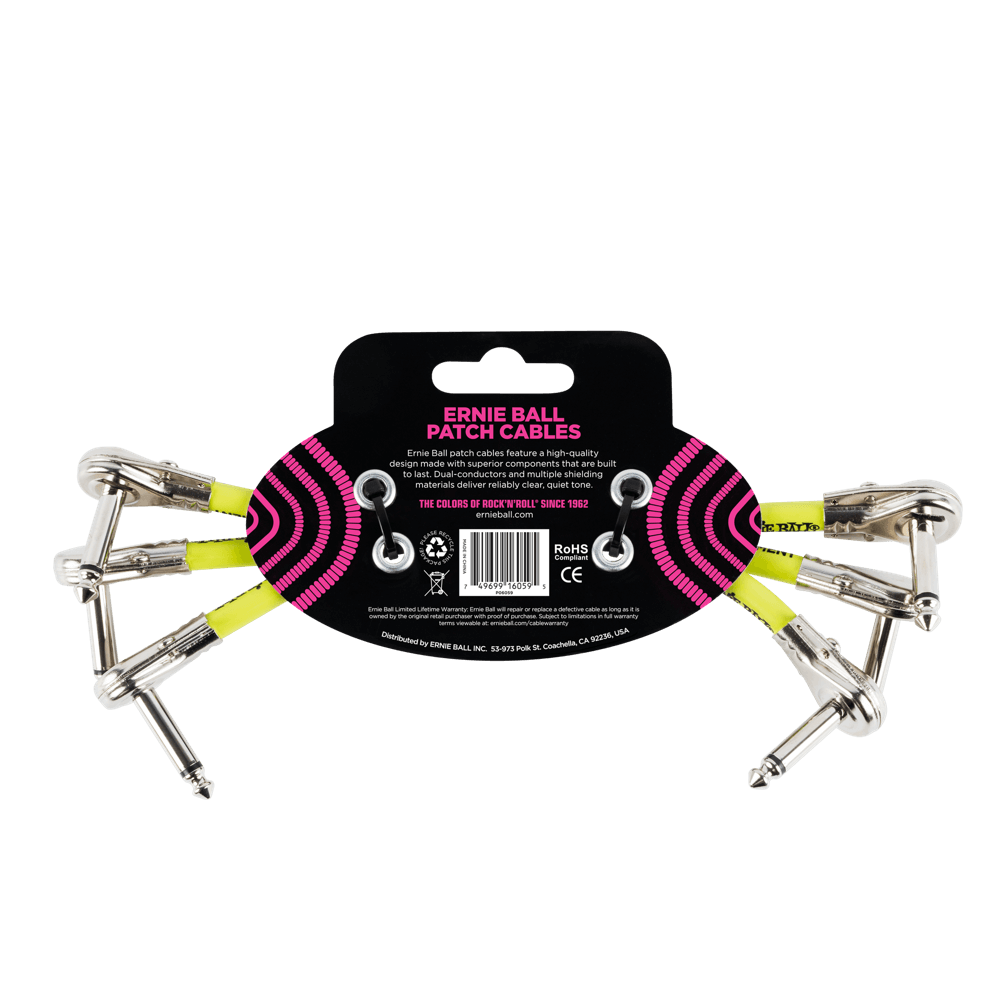 Ernie Ball Pancake Patch Cable 6 in. Black