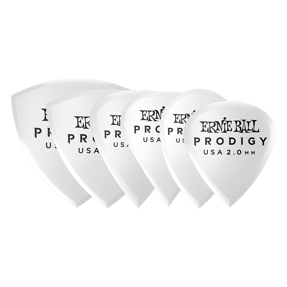 Ernie Ball Prodigy 2.0mm Delrin Guitar Picks 6 Pack - White Multipack