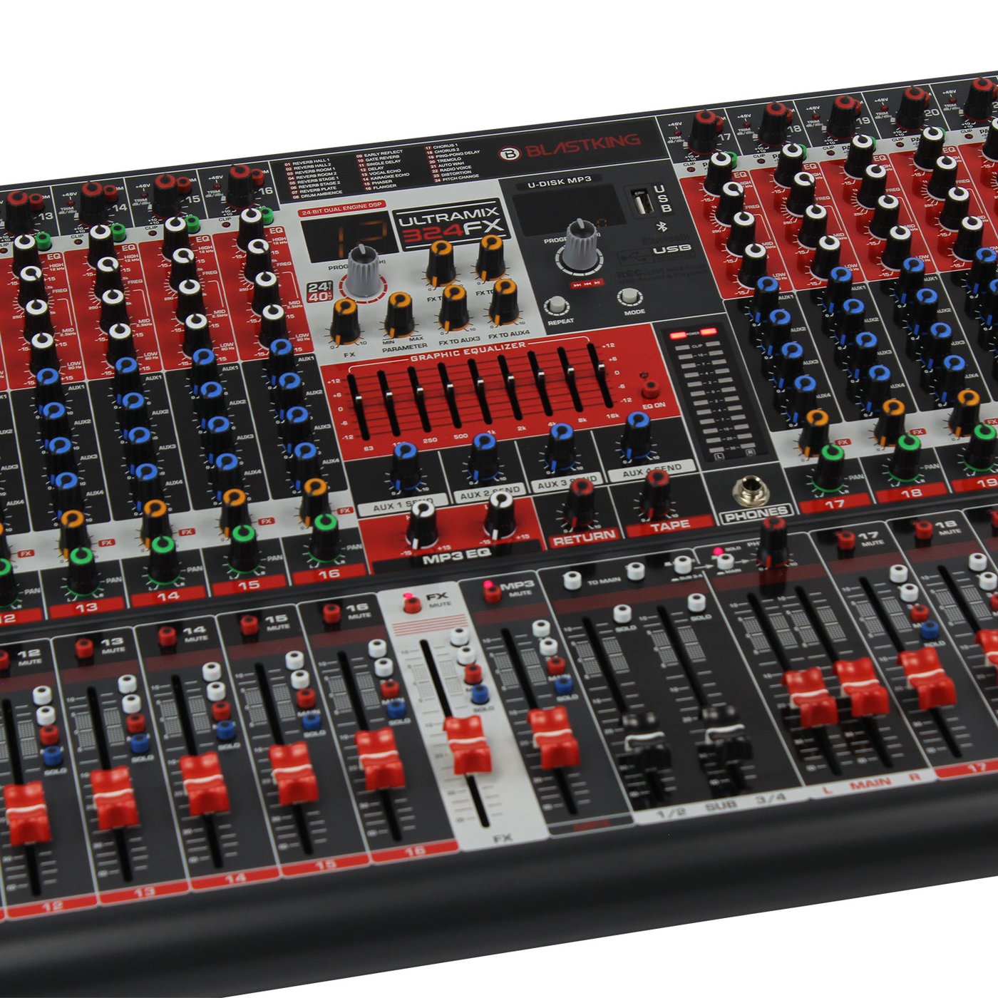 Blastking ULTRAMIX-324FX Consola de Mezcla Estéreo Analógica de 32 Canales