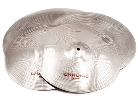 Wuhan 457 Chrome Cymbal Set - 14" Hi-Hats, 16" Crash & 20" Ride