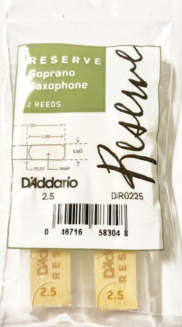 D'addario Reserve Reeds para Saxofón Soprano, paquete de 2 - #2.5