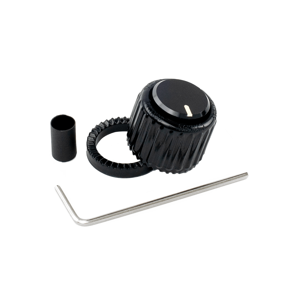 Cubierta de perilla de plástico D'addario Loknob con dientes dentados - Negra