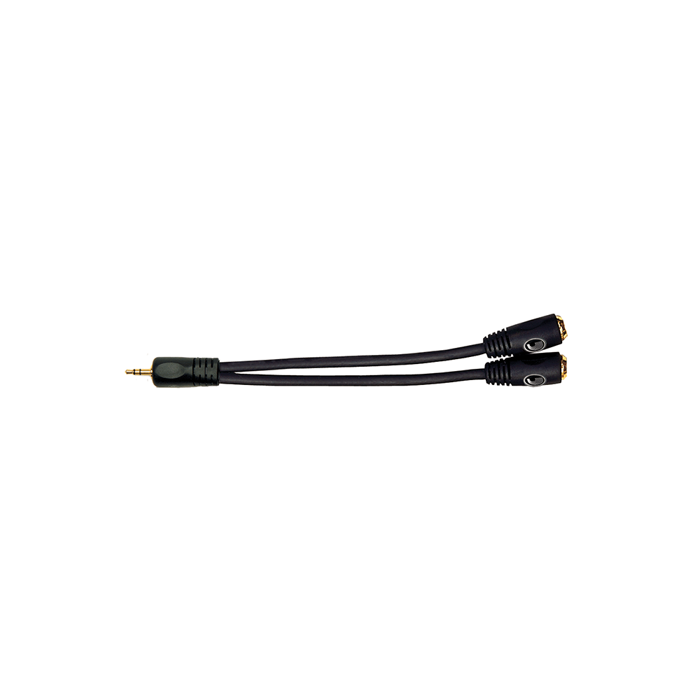 Adaptador D'Addario de macho de 1/8" estéreo a hembra dual de 1/8" estéreo