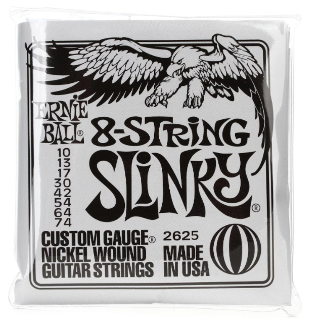 Ernie Ball 2625 Regular Slinky 8-string Nickel Wound Electric Guitar Strings - .010-.074