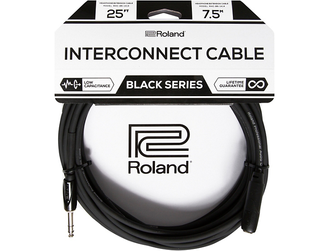 Roland 1/4" TRS Male to Female Headphone Extension Cable 25 ft