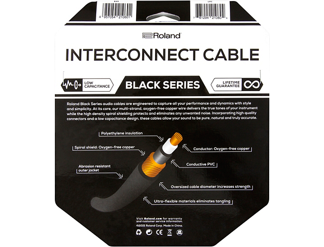 Roland Black Series Dual Dual 1/4"-1/4" Interconnect Cable 10 ft. Black