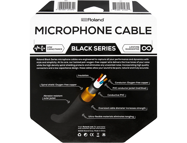 Roland Black Series XLR Microphone Cable 25 ft. Black