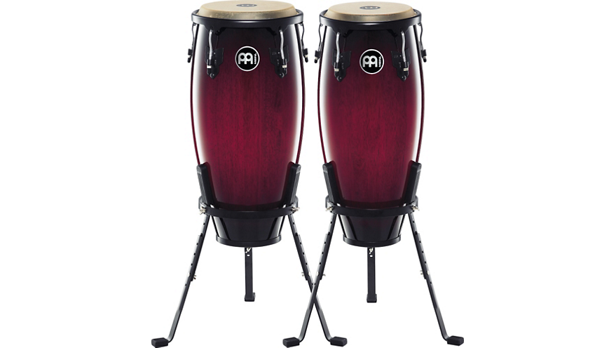 Meinl Headliner Series 10" & 11" Wood conga set with Basket Stands Wine Red Burst
