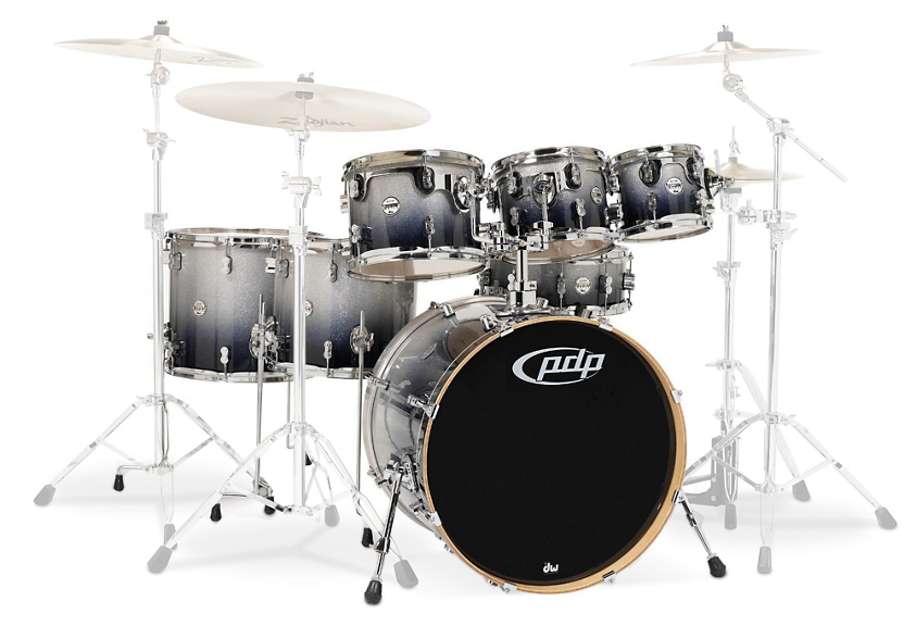 PDP Concept Maple 7-piece Shell Pack - Silver To Black Sparkle Fade