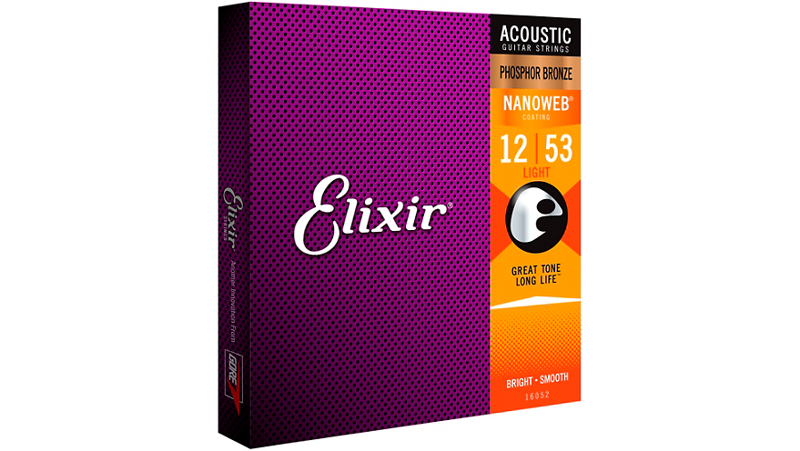 Elixir Phosphor Bronze Acoustic Guitar Strings with NANOWEB Coating, Light (.012-.053)