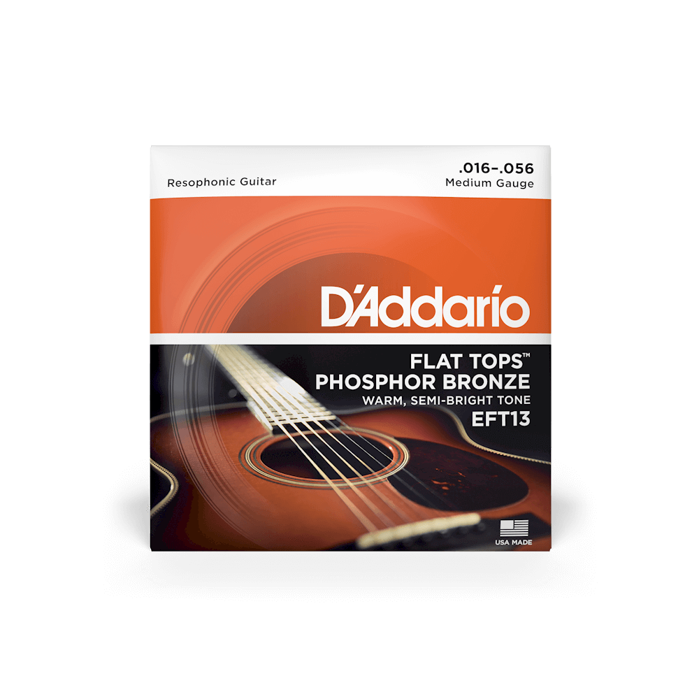 D'Addario Flat Tops Acoustic Guitar Strings EFT13 Resophonic Med 16-56