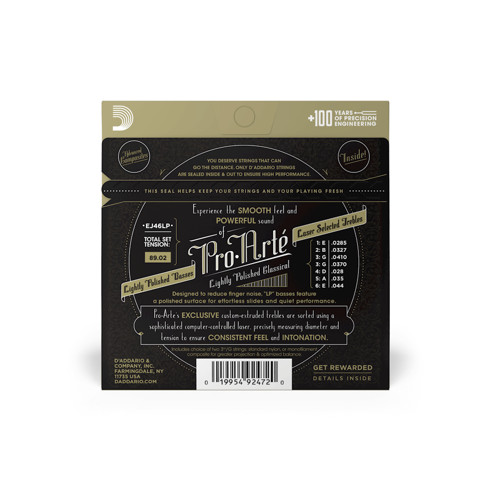 D'Addario EJ46LP Pro Arte Lighly Polished Hard Tension Classic Guitar String Set