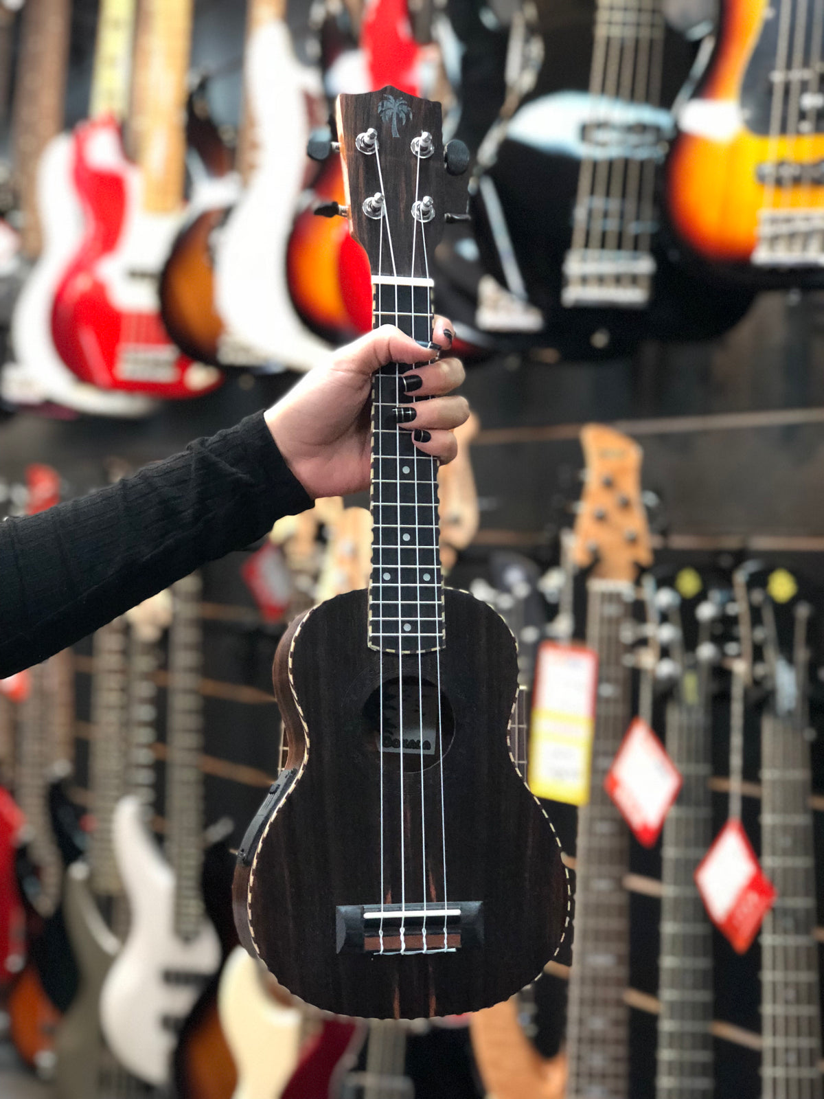 Ookala Soprano Ebony Ukulele w/ pickup