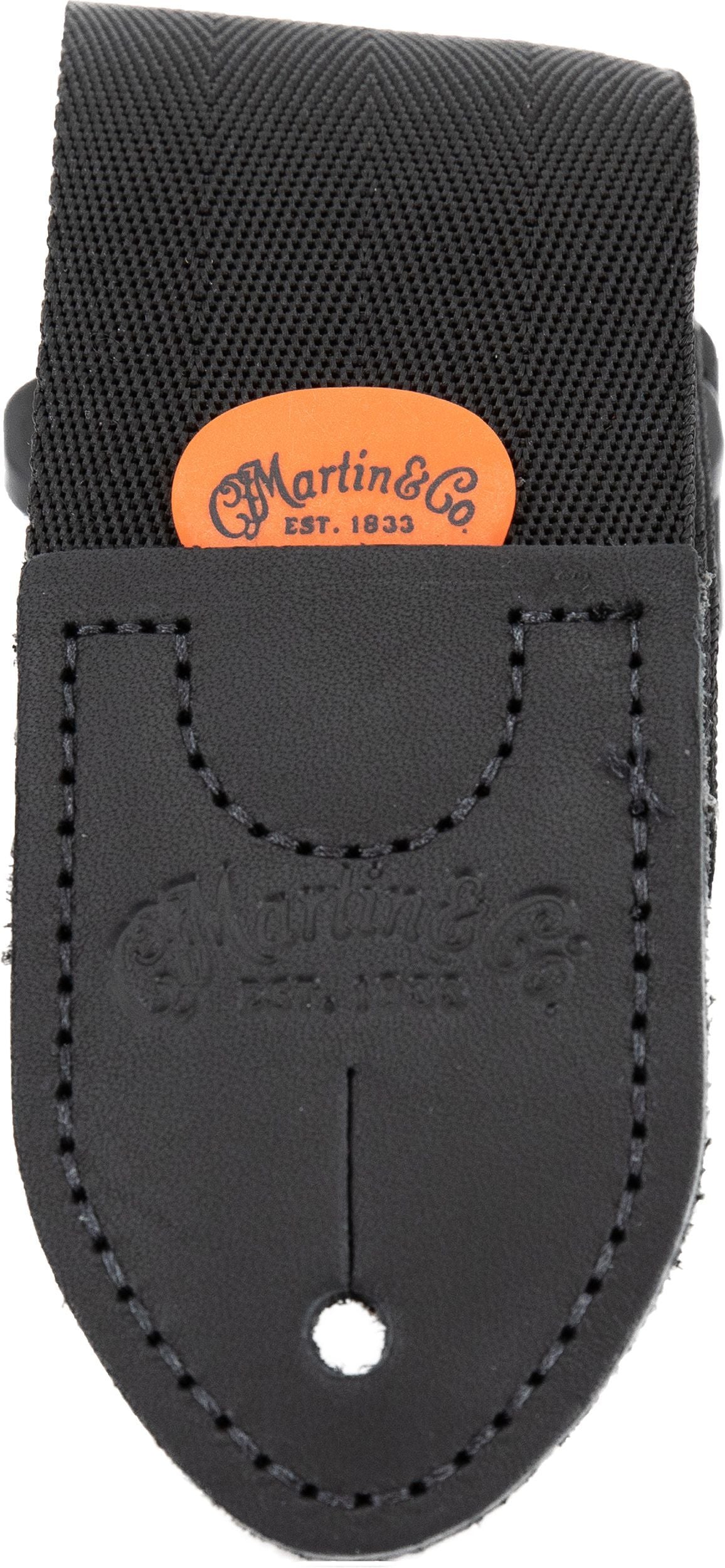 Martin Guitars 18A0103 Nylon Guitar Bass Strap with Leather Ends, Black