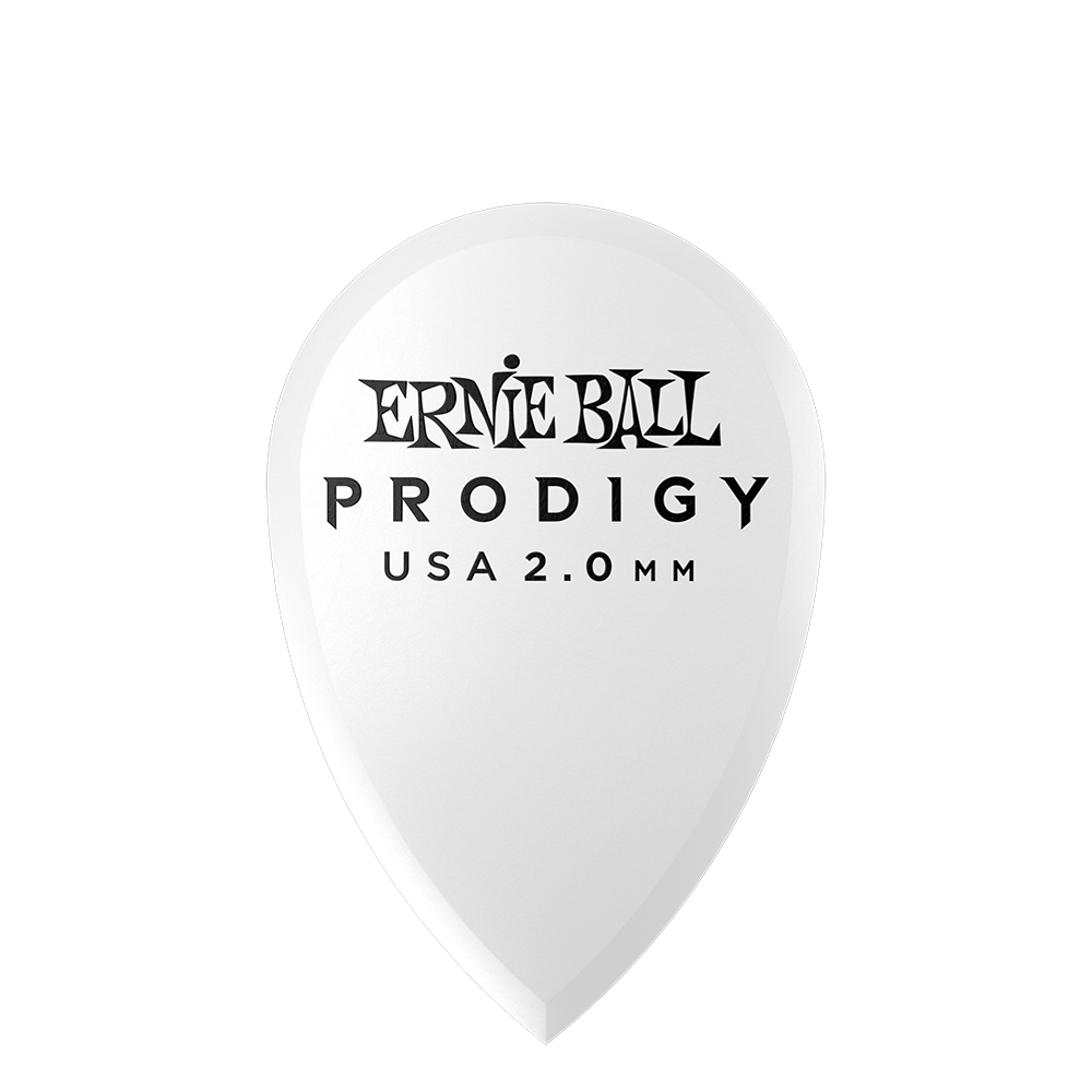 Ernie Ball Prodigy 2.0mm Delrin Guitar Picks Precision Tip Black Teardrop - 6 Pack