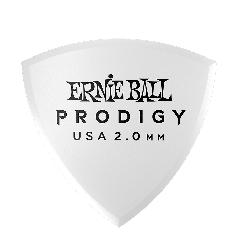 Ernie Ball Prodigy 2.0mm Delrin Guitar Picks Precision Tip White Shield - 6 Pack