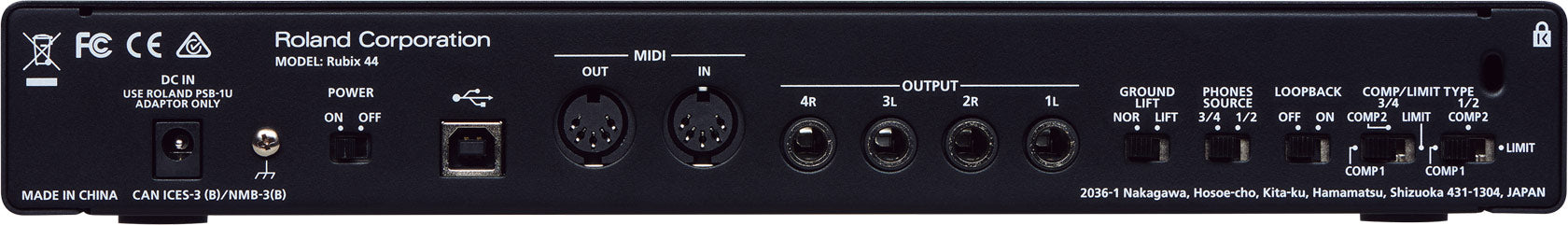 Roland Rubix 44 Class-Compliant 4-In/4-Out Usb Audio/Midi Interface