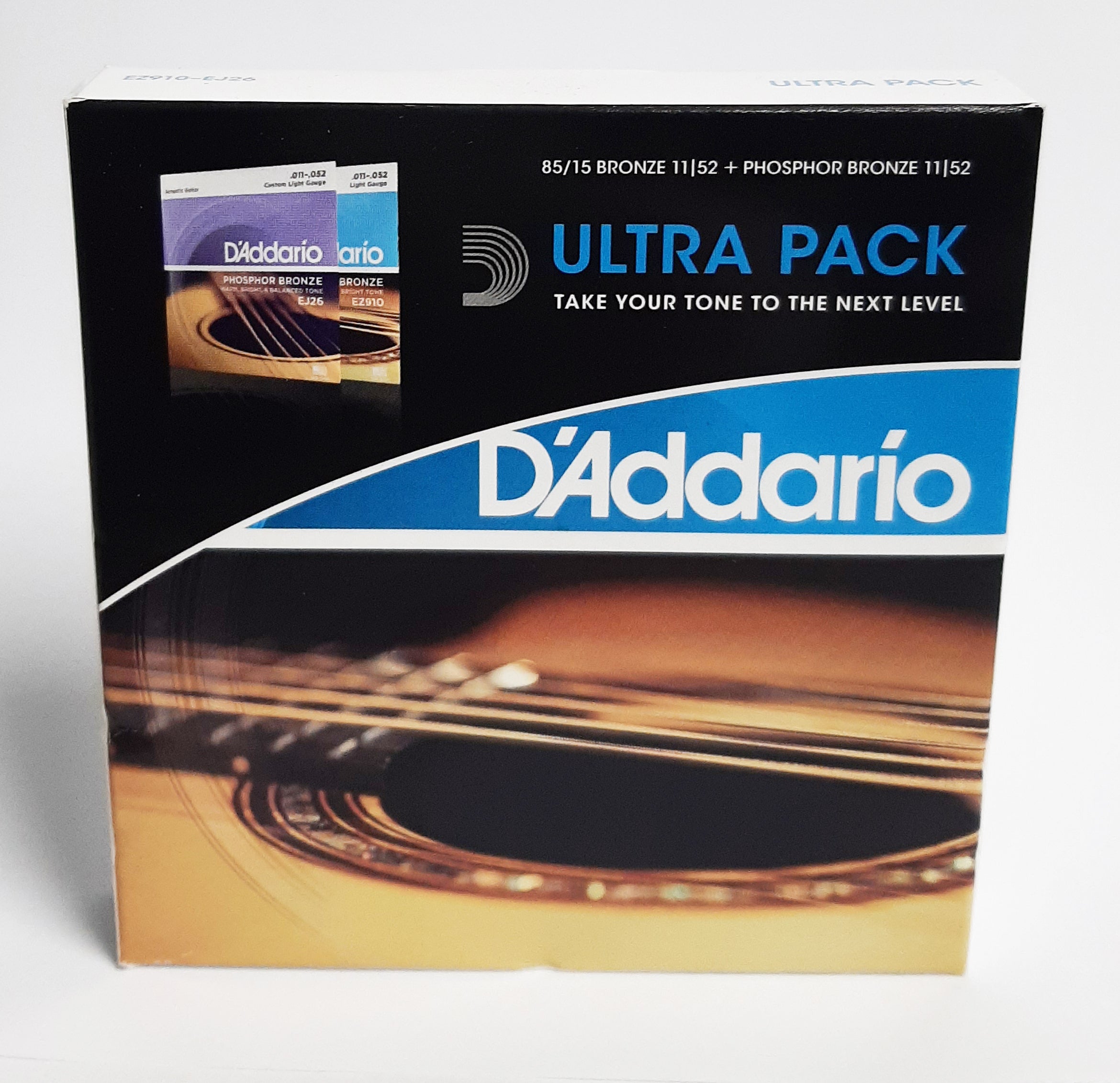 D'Addario EZ910 / EJ26 Custom Light Tension Ultra Pack Acoustic Guitar String Set