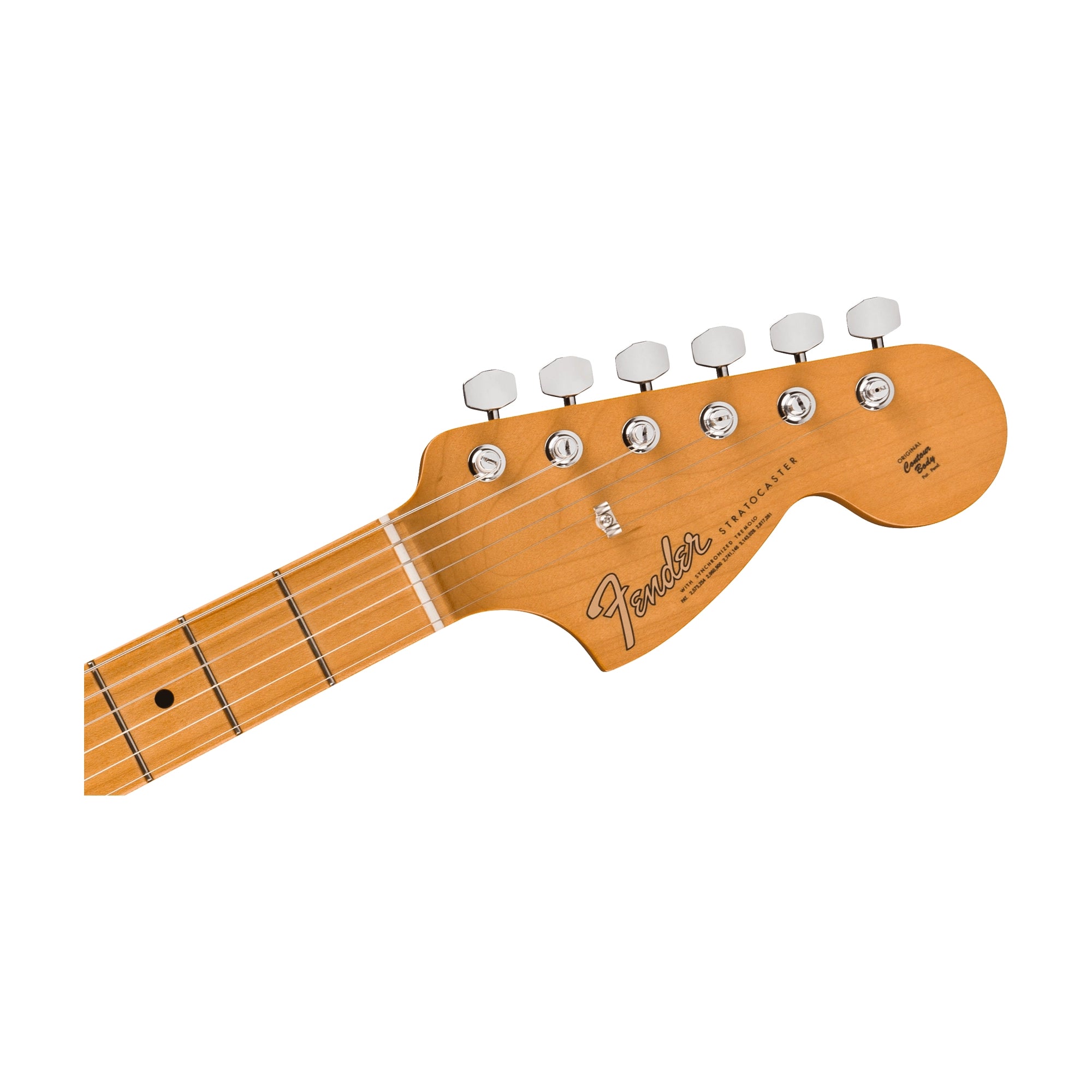 Close up view of Fender 0149172305 Vintera III Late '60s Stratocaster headstock