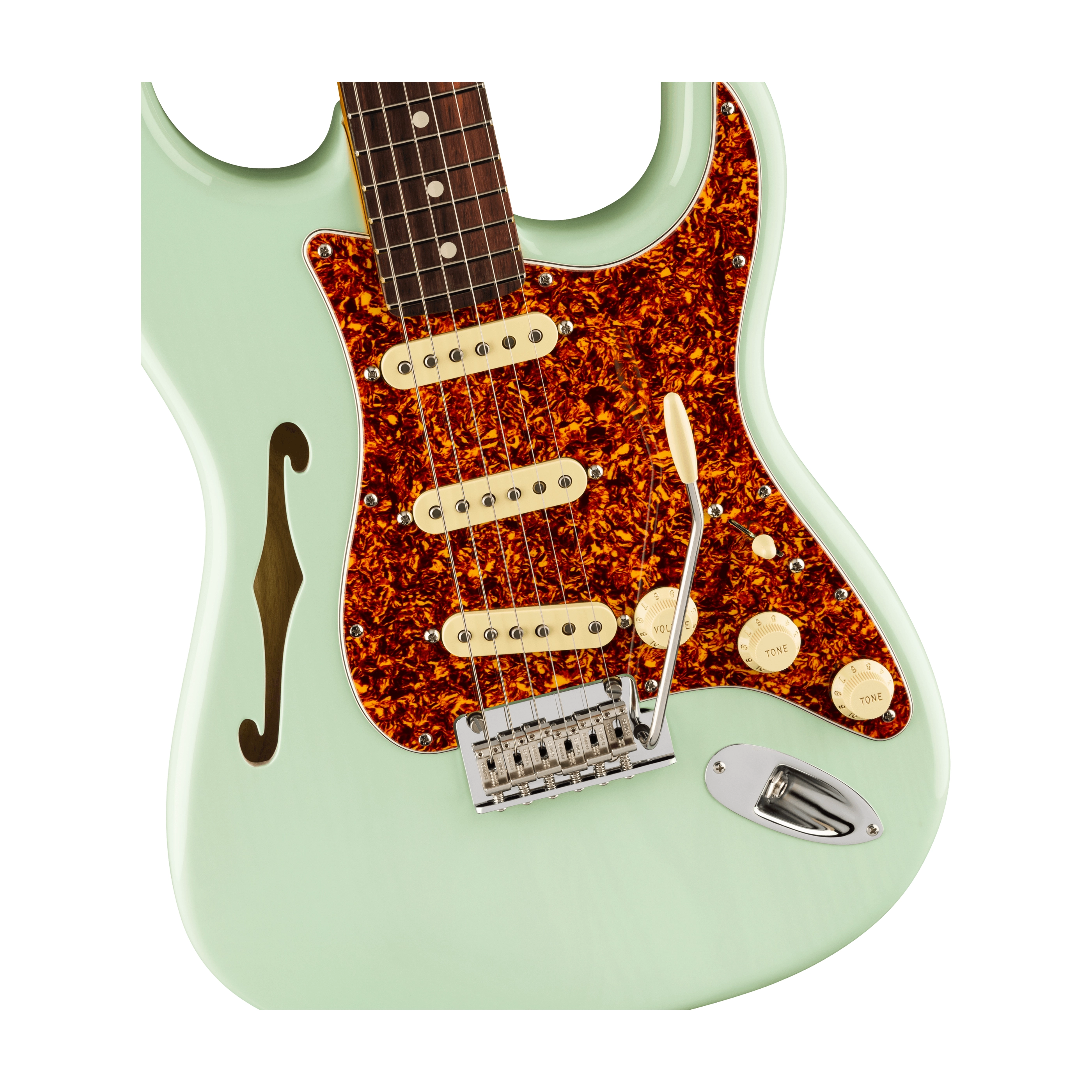 Fender American Professional II Thinline Stratocaster Electric Guitar - Transparent Surf Green