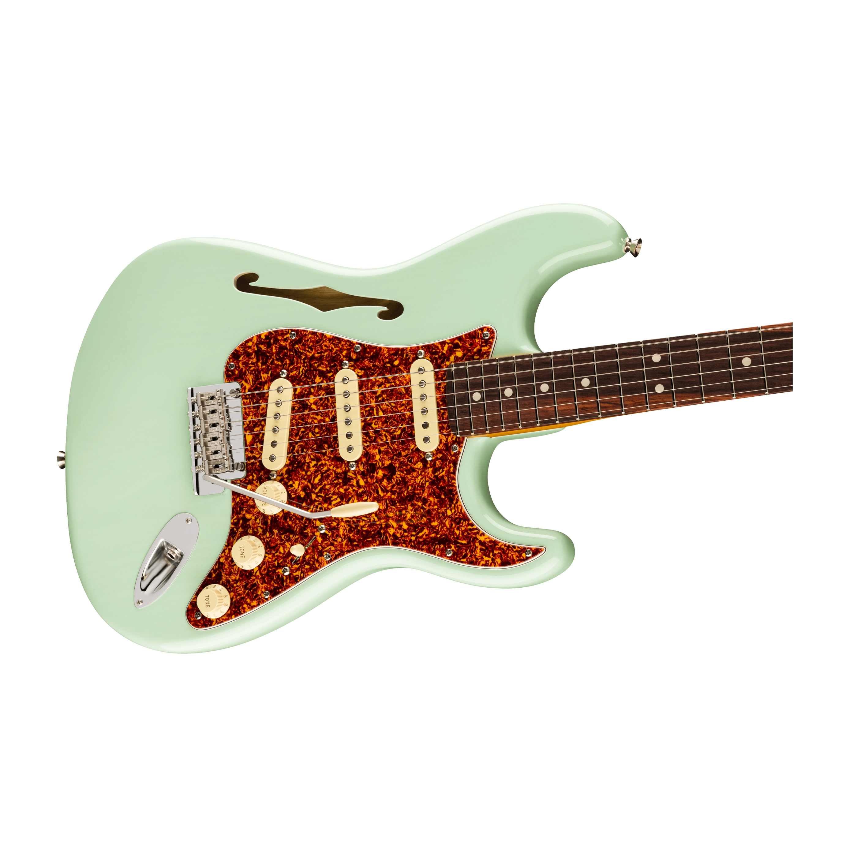 Fender American Professional II Thinline Stratocaster Electric Guitar - Transparent Surf Green
