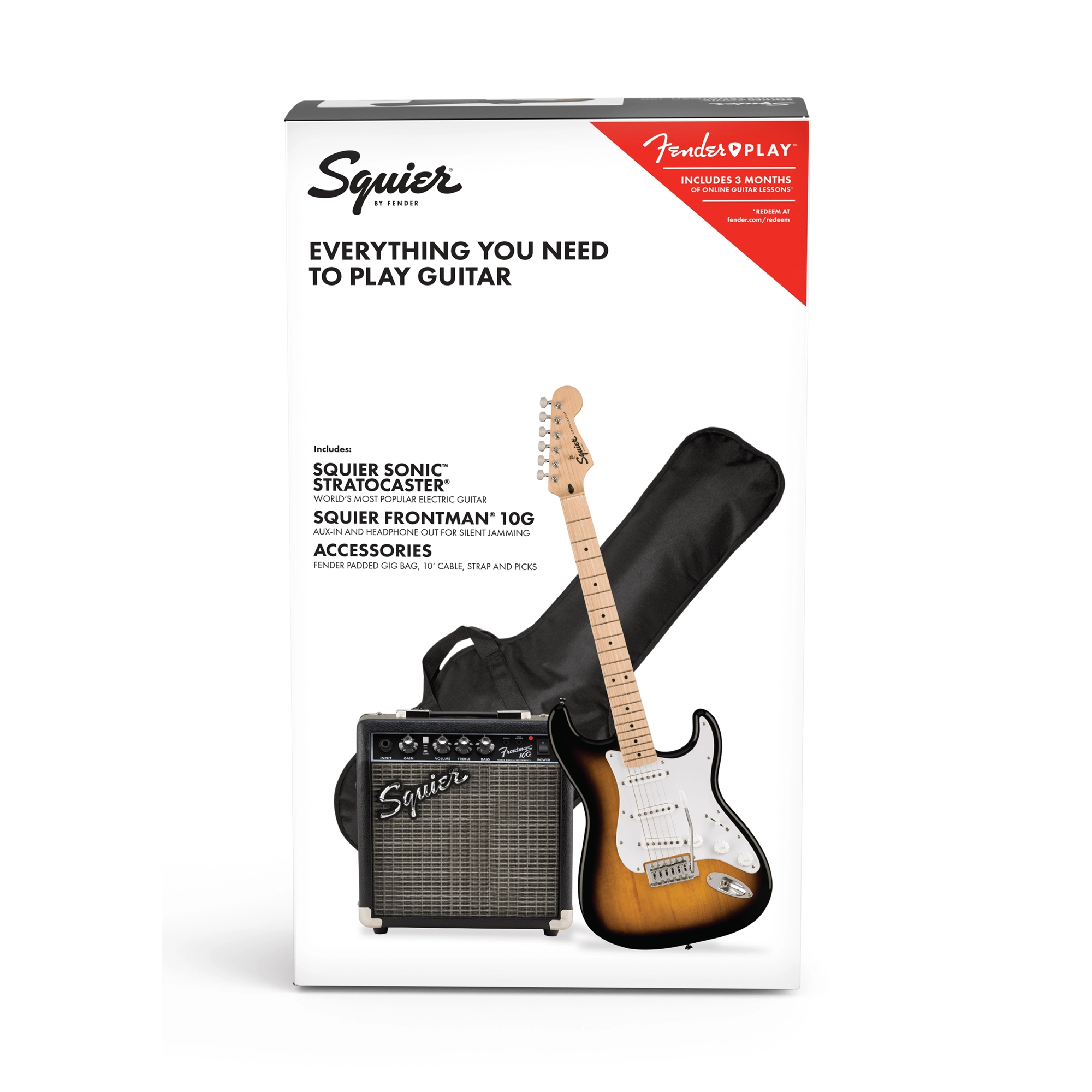 Squier Sonic Series Stratocaster Pack - 2-color Sunburst
