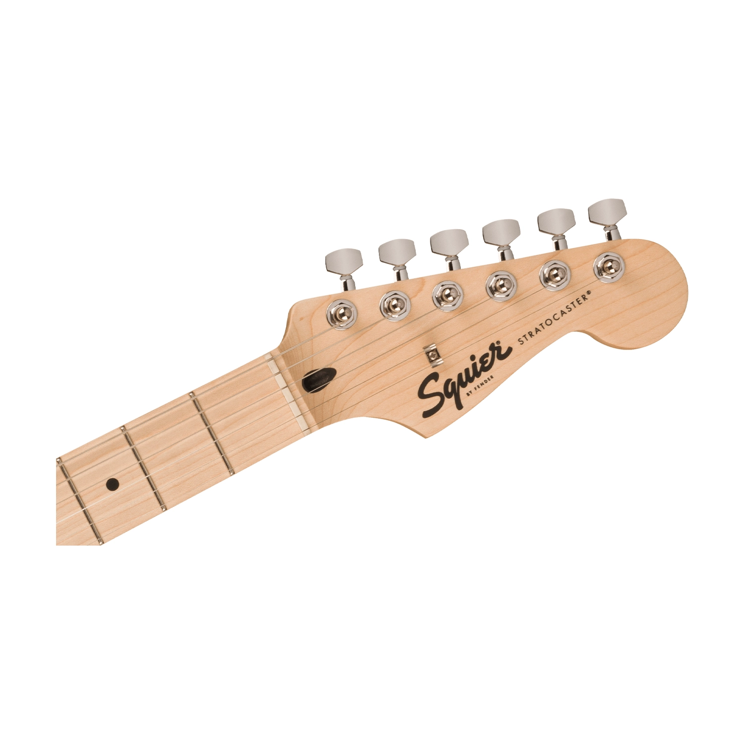 Squier Sonic Stratocaster Electric Guitar - 2-Color Sunburst Headstock front side view close up