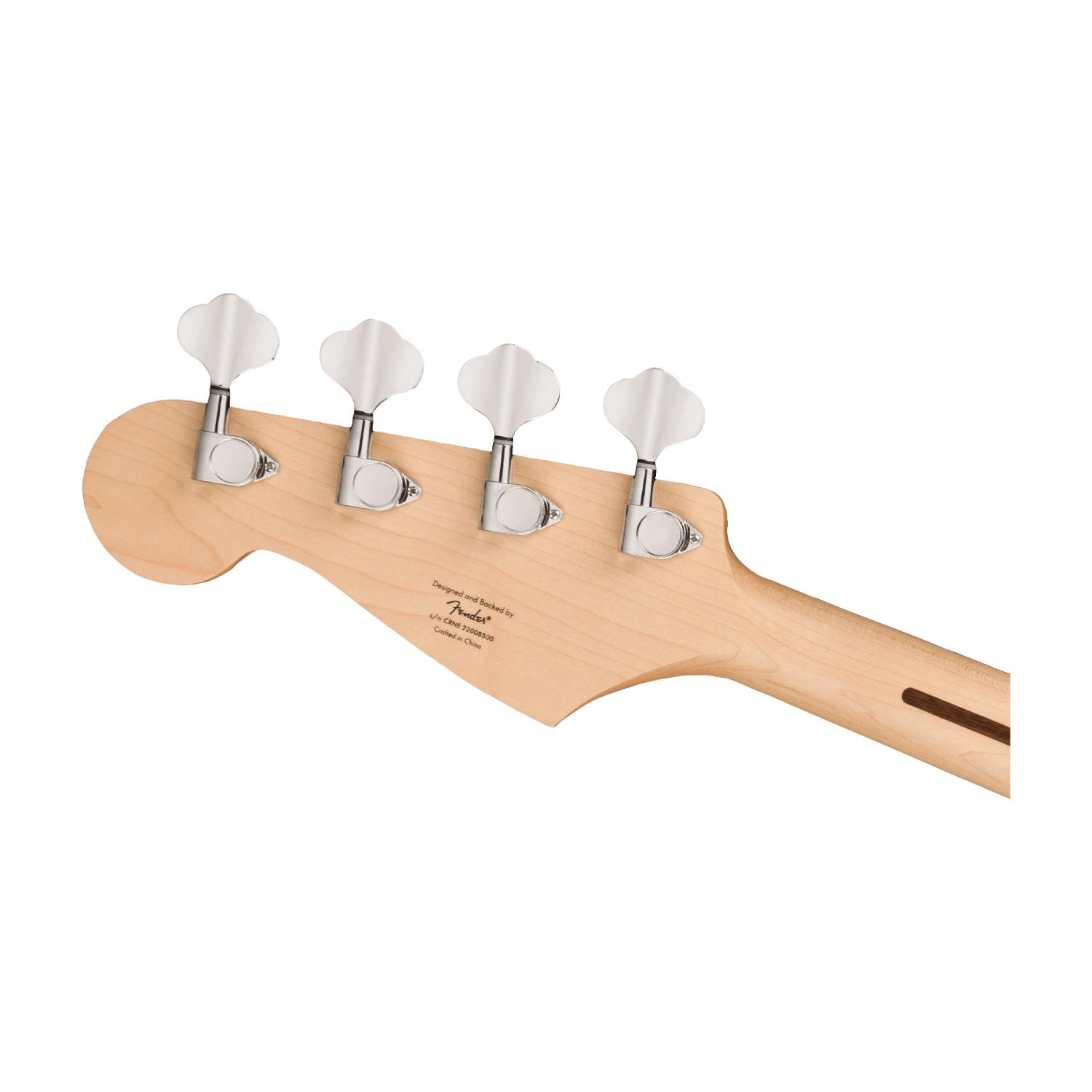 Squier Sonic Bronco Electric Bass Guitar - Tahitian Coral Headstock back view close up