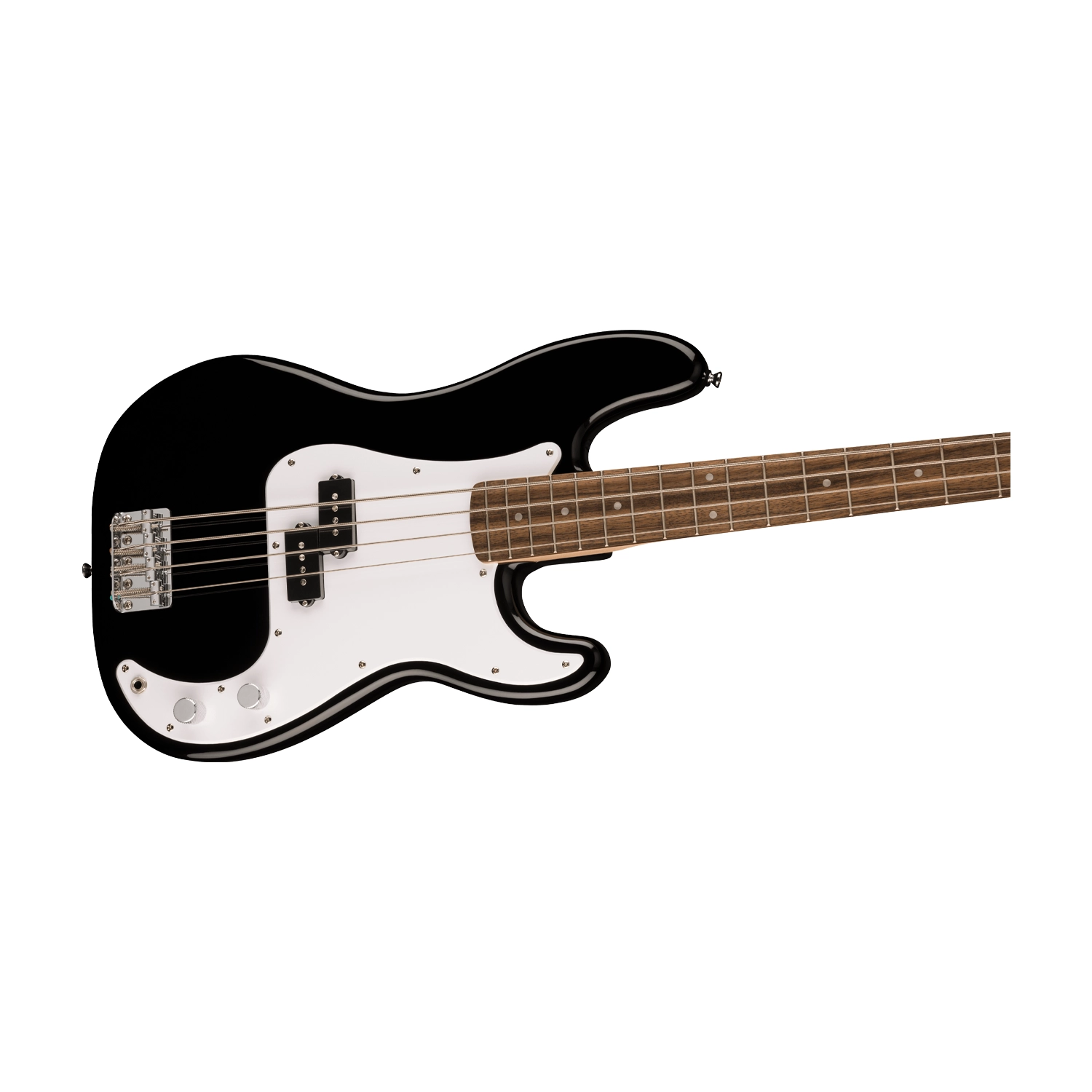 Squier Sonic Precision Electric Bass - Black front side view Body close up