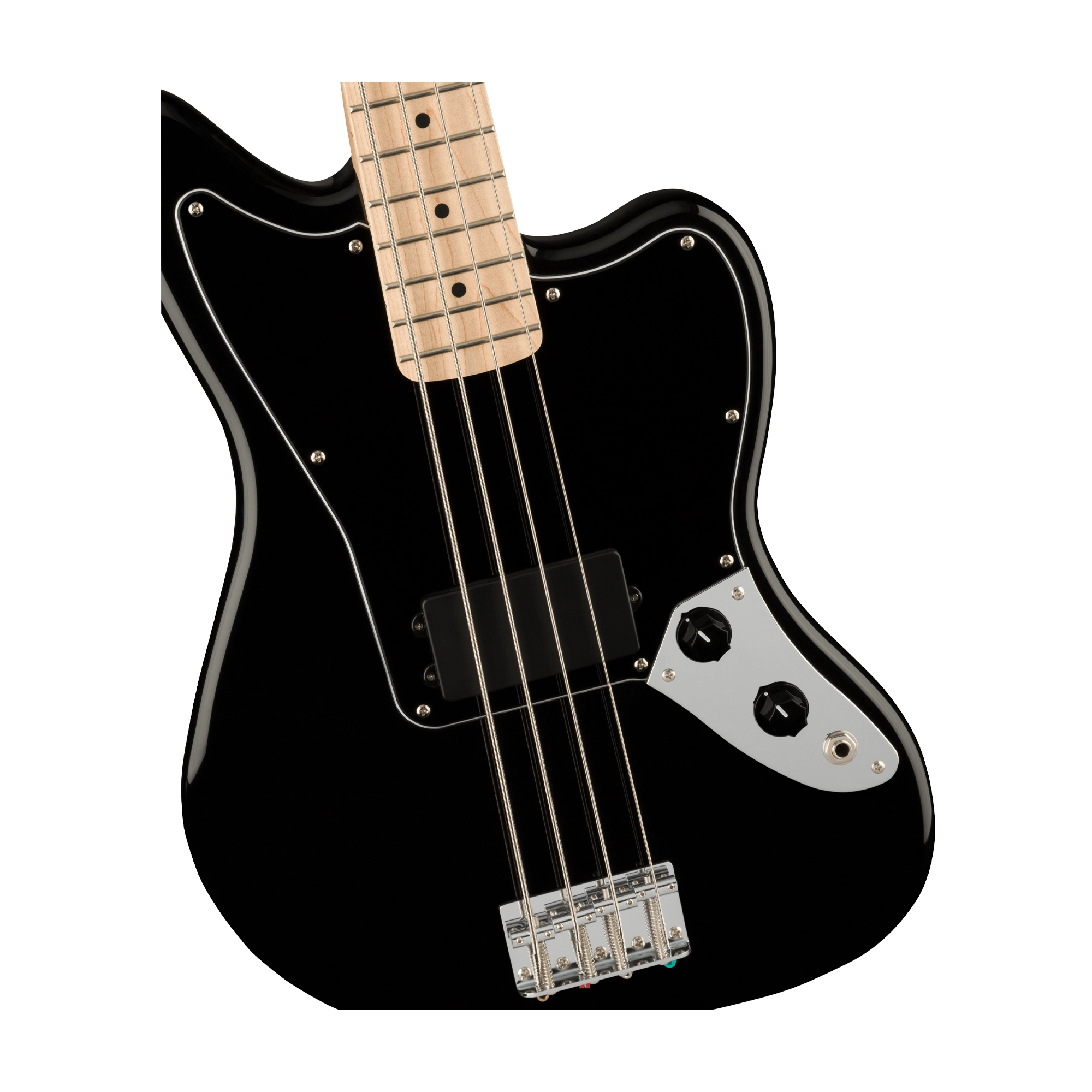 Squier Affinity Series Jaguar Bass H 4-String Electric Bass - Black front body close up