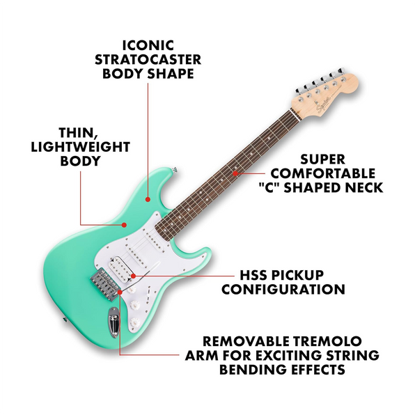 Fender Squier Debut Series Stratocaster HSS Electric Guitar - Sea Foam Green
