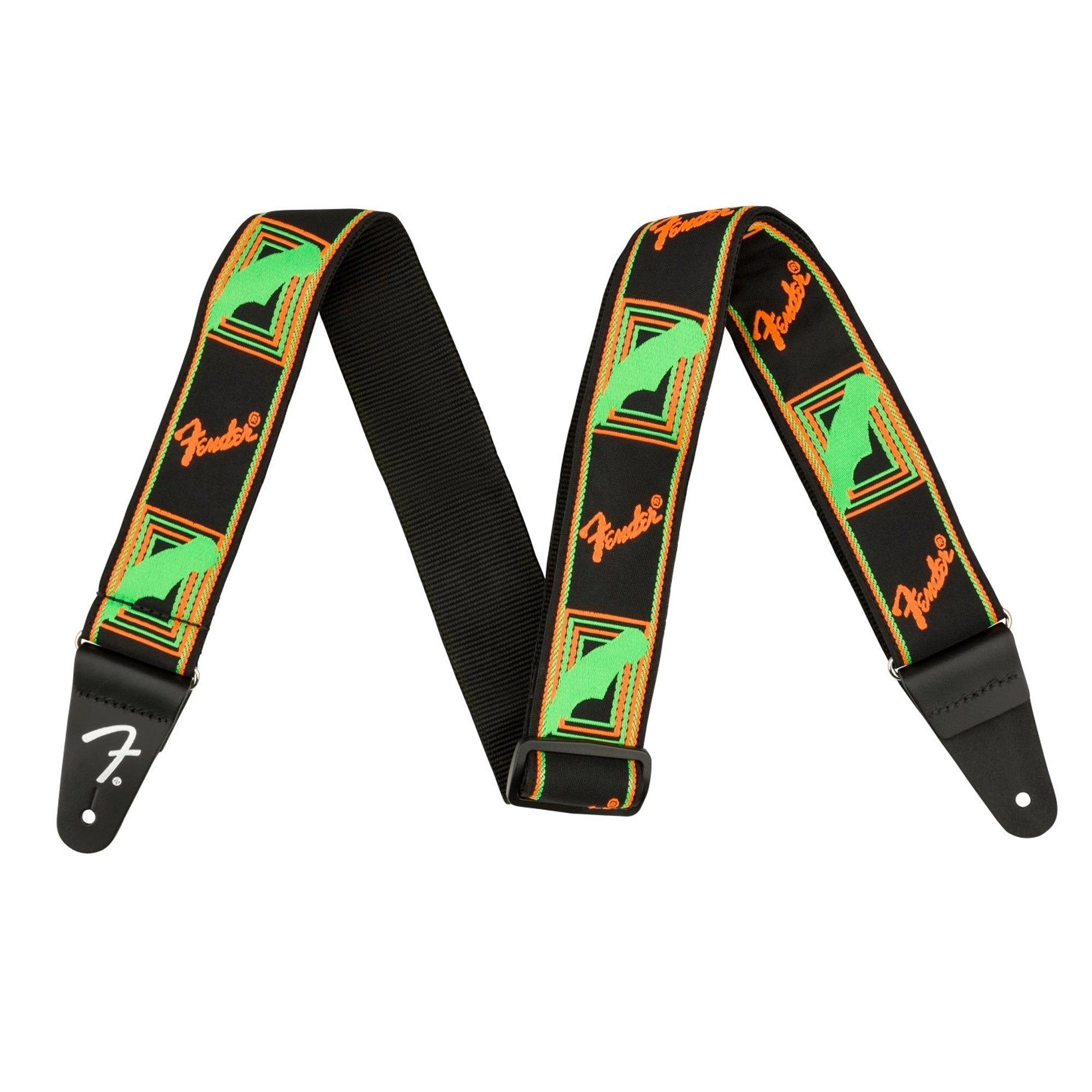 Fender Neon Monogram Guitar Strap - Green/Orange
