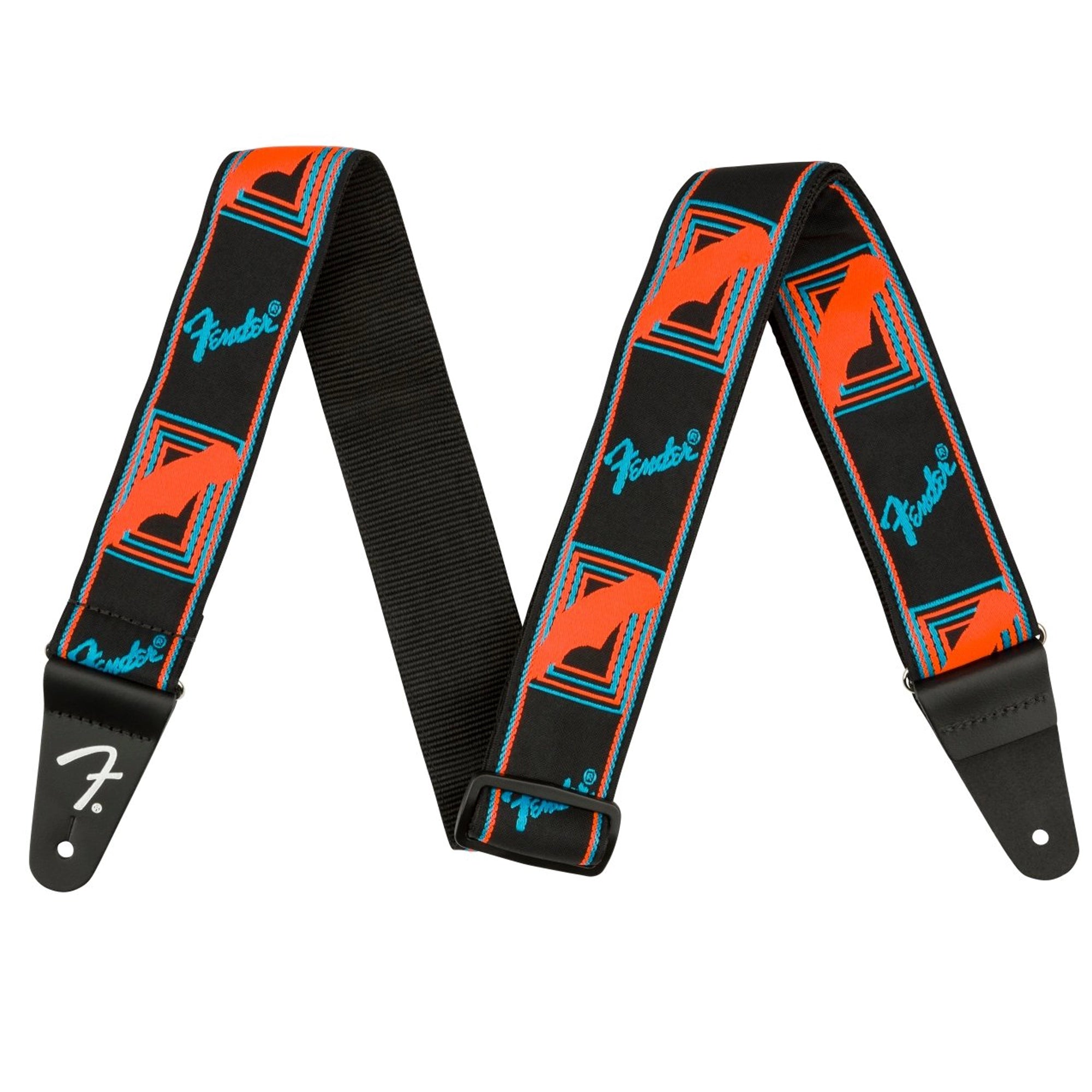 Fender Neon Monogram Guitar Strap - Blue/Orange