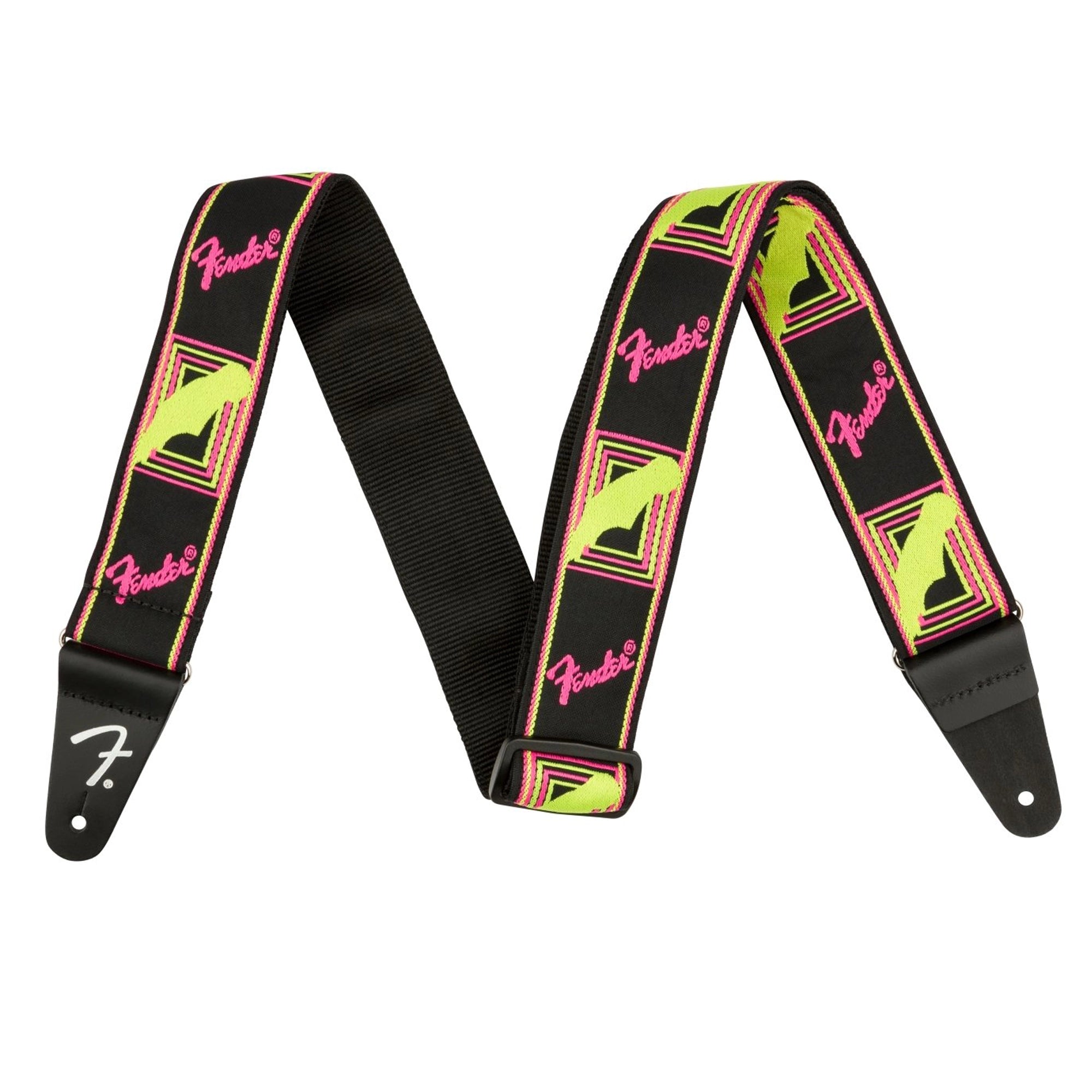 Fender Neon Monogram Guitar Strap - Yellow/Pink
