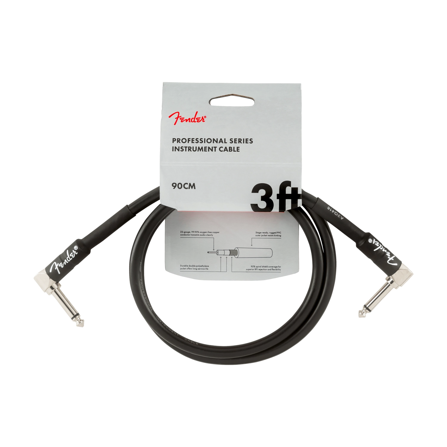 Fender Professional Series Instrument Cable Right Angle To Right Angle - 3' - Black