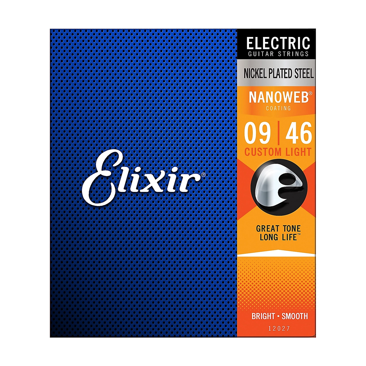 Elixir 12027 Electric Guitar Strings with NANOWEB Coating, Custom Light (.009-.046)