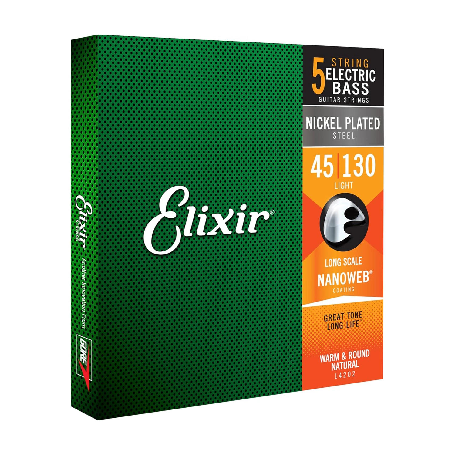 Cuerdas Elixir 14202 Nanoweb Light Long Scale para Bajo Eléctrico de 5 Cuerdas