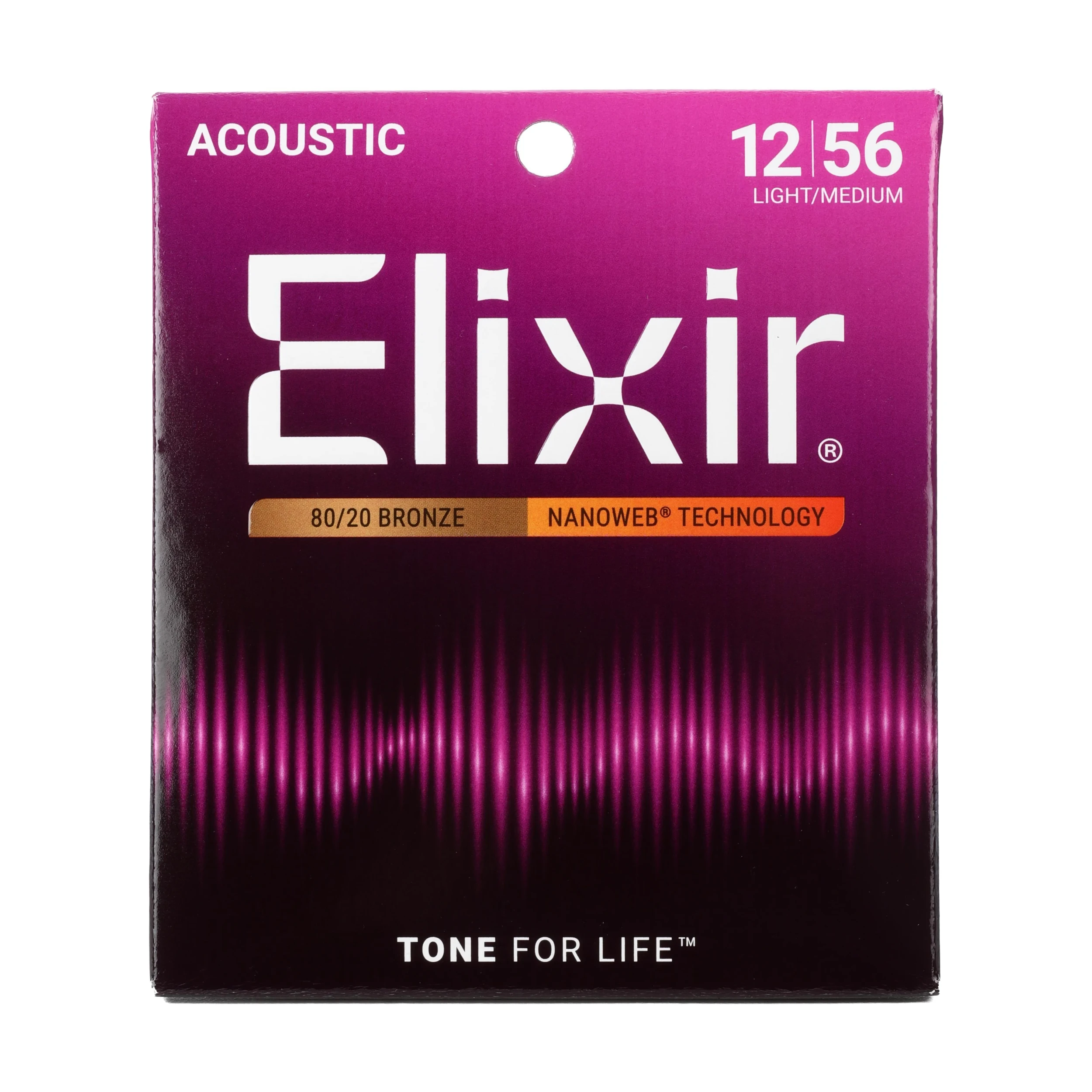 Elixir Nanoweb Phosphor Bronze Acoustic Guitar Strings - .012-.056 Medium Light
