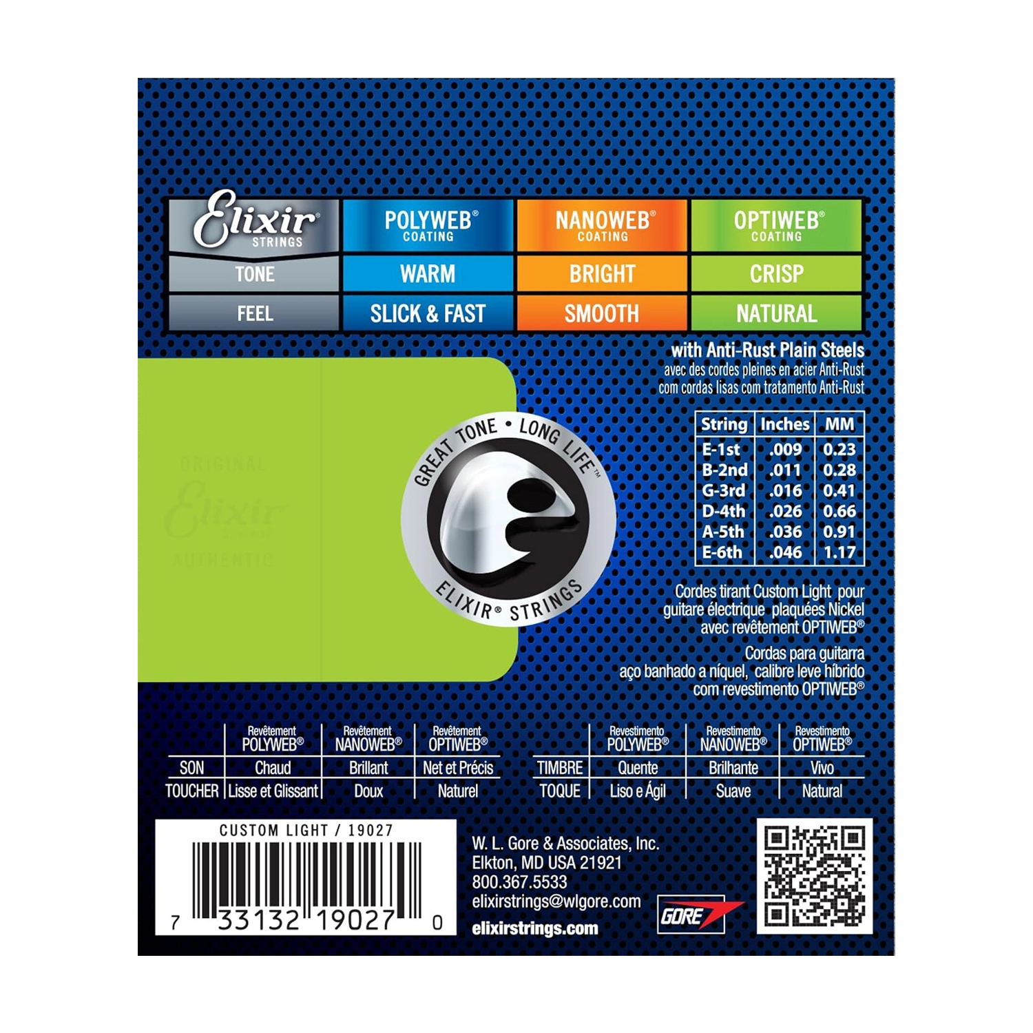 Juego de Cuerdas de Guitarra Eléctrica Elixir 19027 de Acero Niquelado Optiweb 9-46