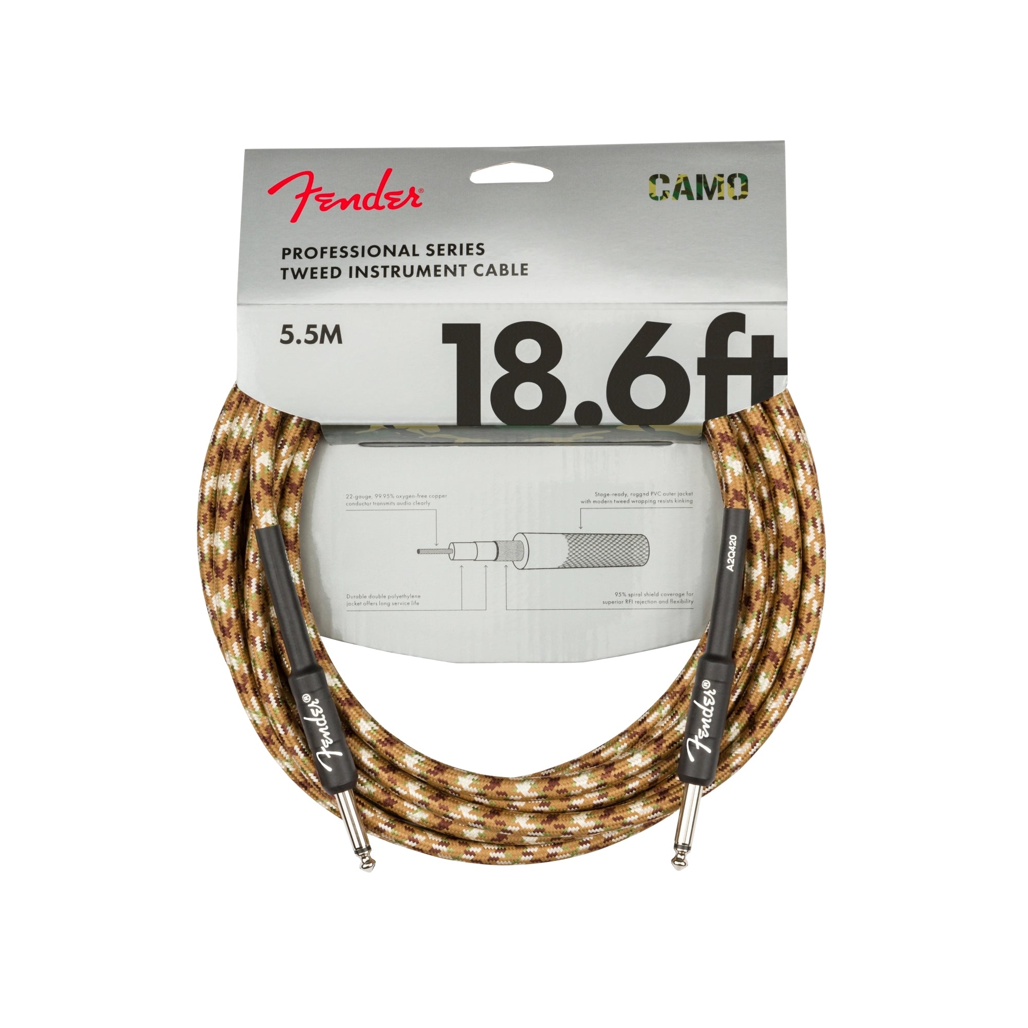 Fender Professional Series 18.6' Instrument Cable - Desert Camo