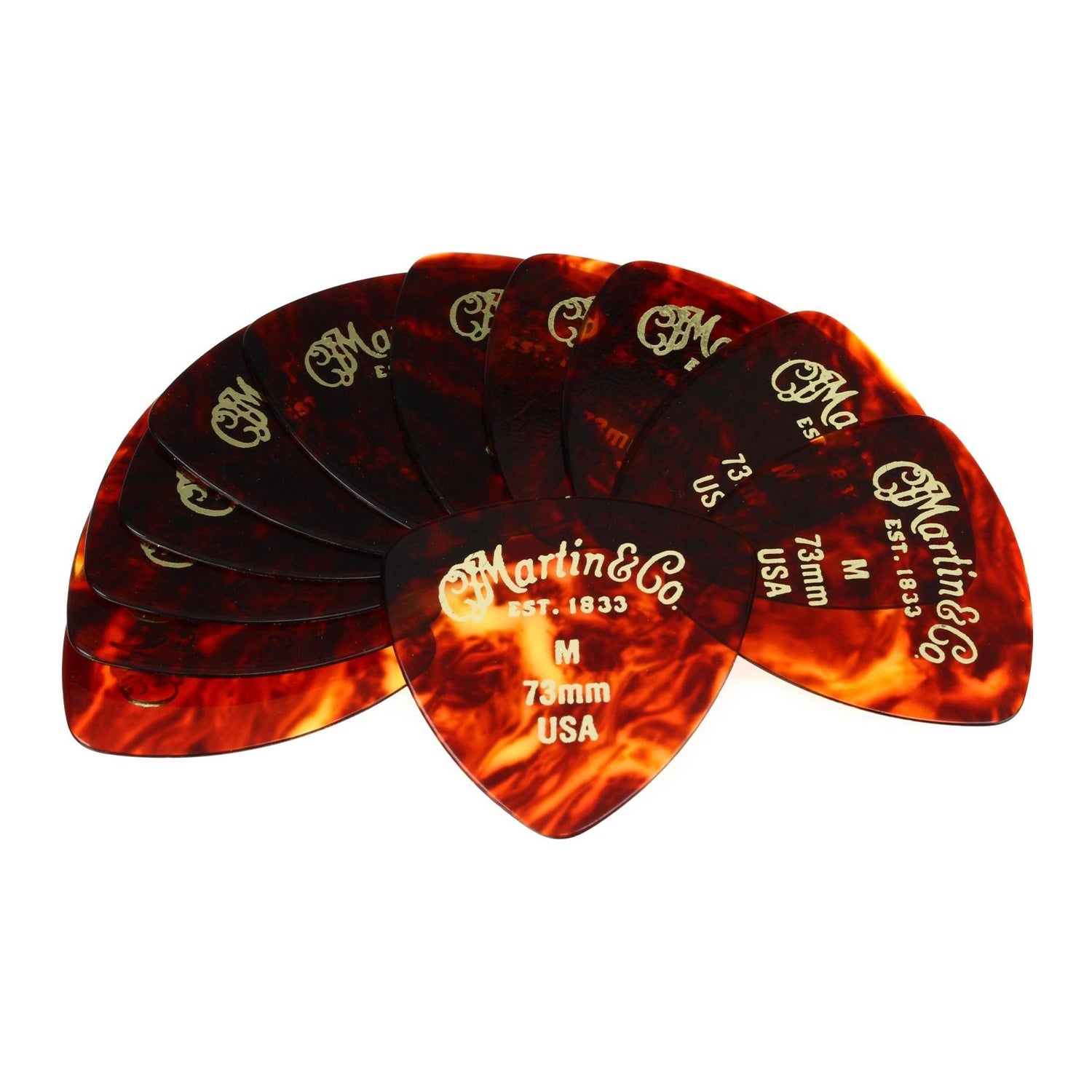 Martin Guitars Faux Tortoise 346 #2 Guitar Picks 12-Pack - 0.73mm Medium